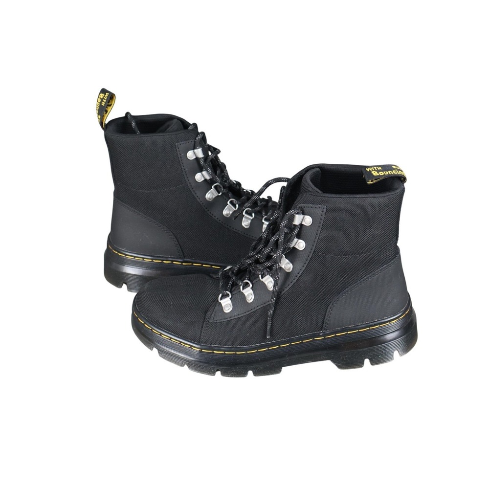 Dr Martens Combs W Combat Boots Womens 9 Black Canvas Ankle Tract Lug 31924001